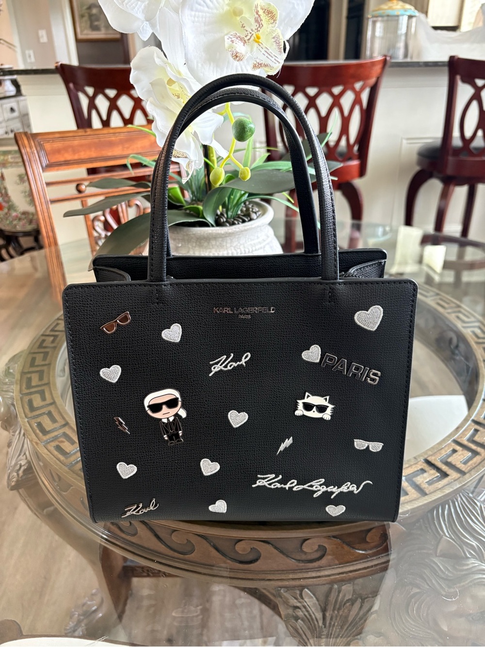 🖤🤍KARL LAGERFELD PARIS BLACK MAYBELLE SATCHEL/TOTE BAG!🖤🤍